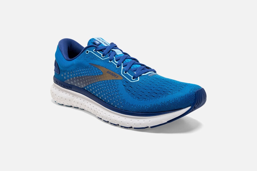 Brooks Running Shoes - Glycerin 18 Road Mens - Blue/Gold - EDB-046891